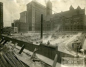 The City-County Building under construction in 1915.