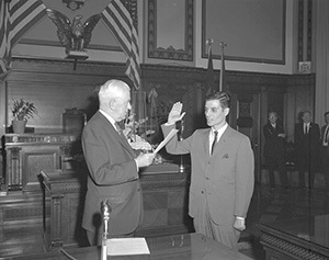 Future Mayor Richard Caliguiri being sworn in as a Council Member.