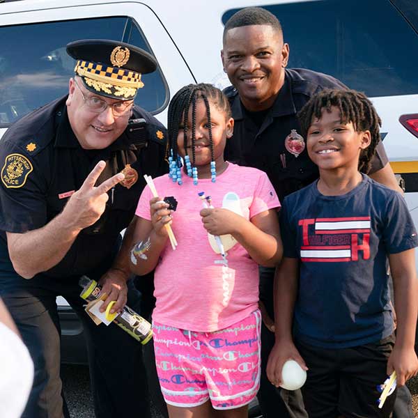 Officers with kids