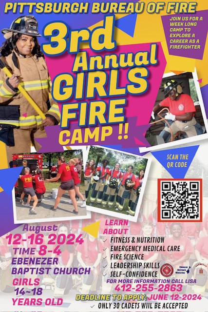 Girls Fire Camp flyer - all info is in the above text