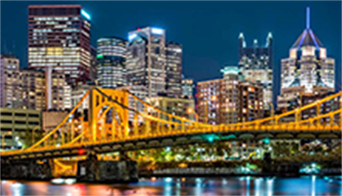 City of Pittsburgh at night with bridge