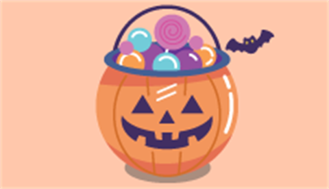 Trick or Treat Announcement image - Jack-o-latern with candy inside.